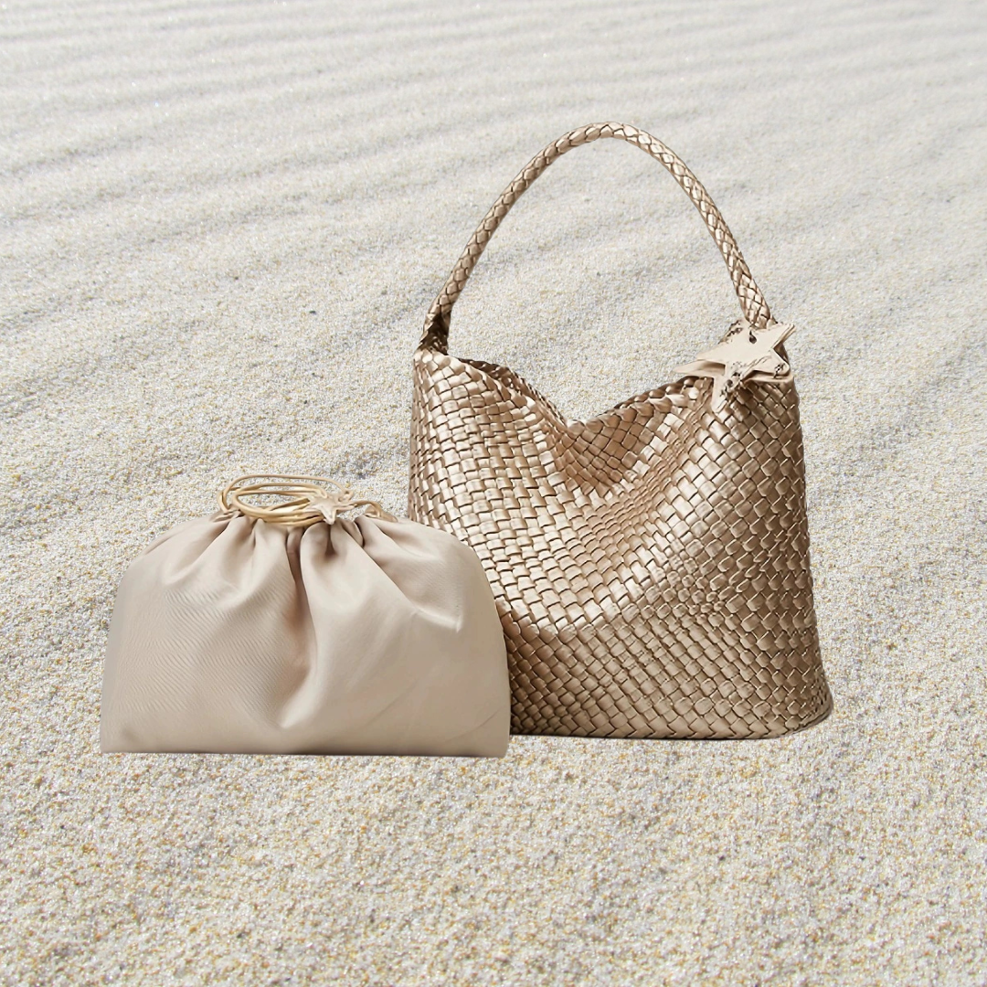 Selvara Woven-Effect Hobo Bag Set