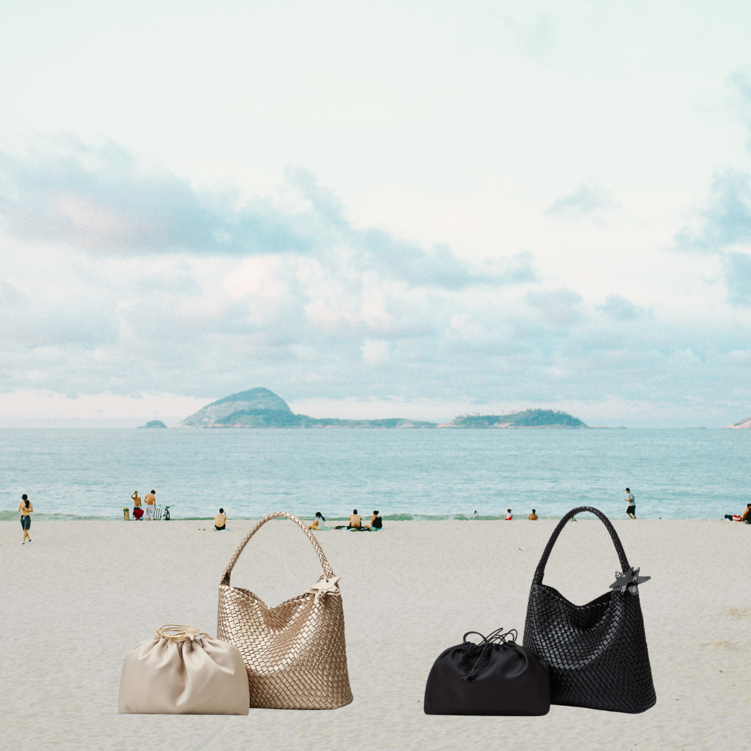 Selvara Woven-Effect Hobo Bag Set