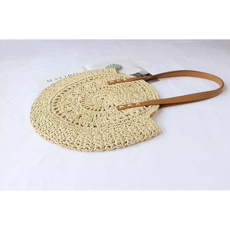 Calira Round Woven Beach Tote Bag