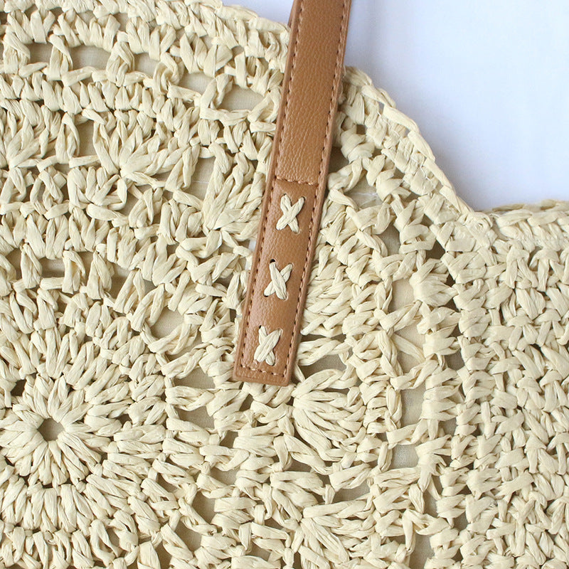 Calira Round Woven Beach Tote Bag