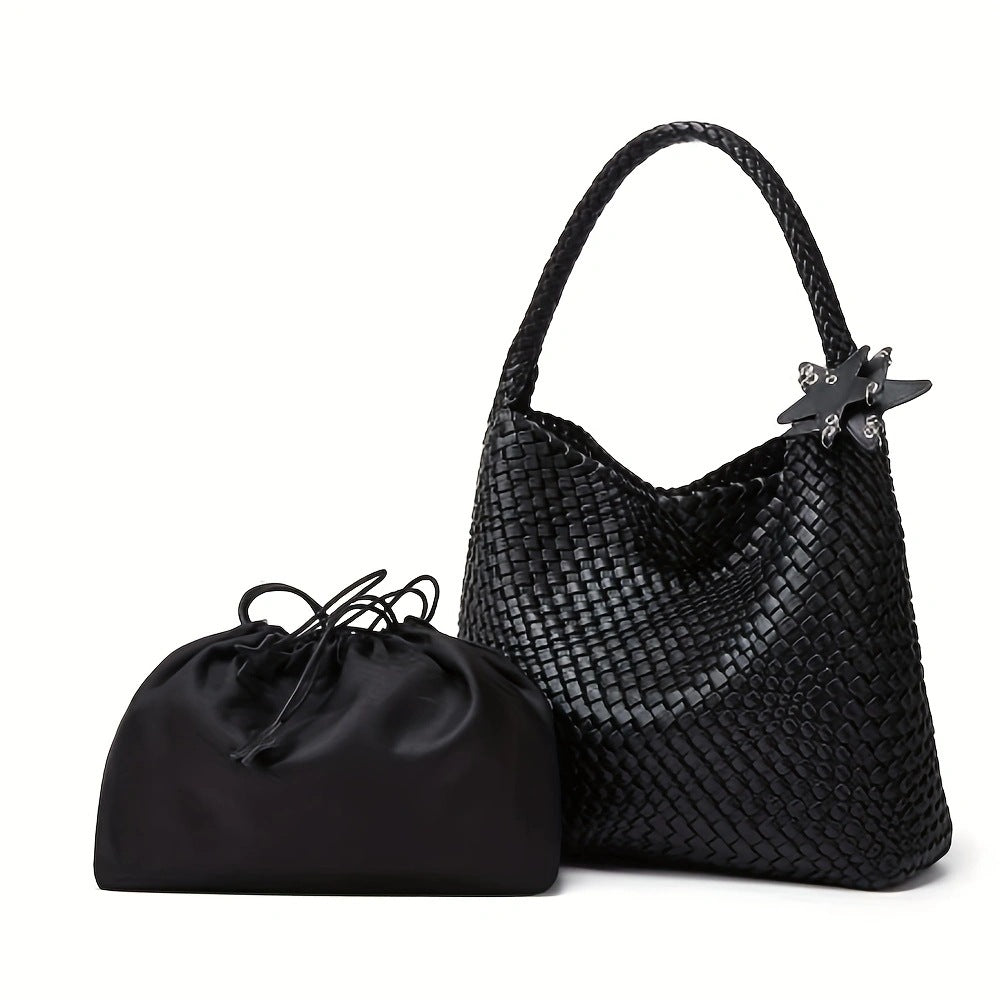 Selvara Woven-Effect Hobo Bag Set
