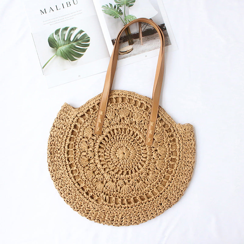 Calira Round Woven Beach Tote Bag