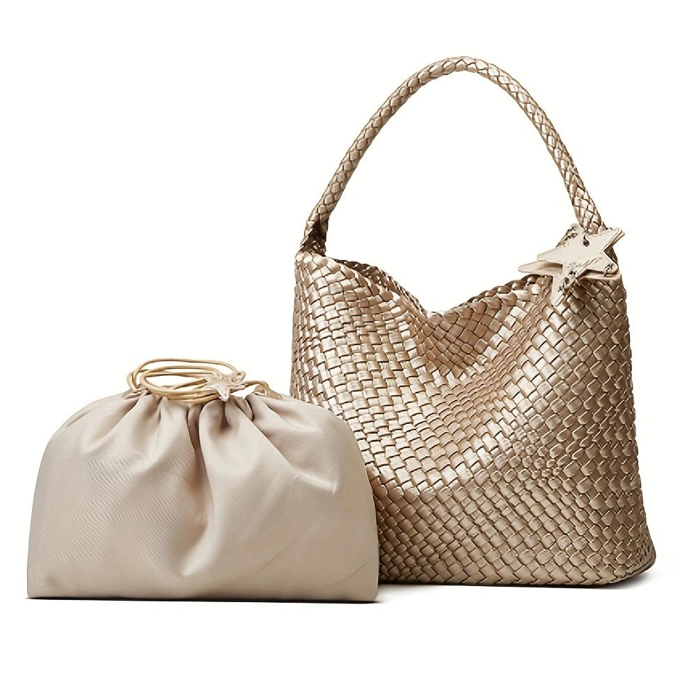 Selvara Woven-Effect Hobo Bag Set