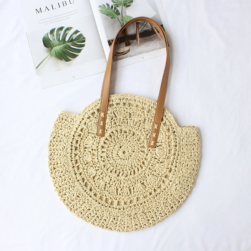 Calira Round Woven Beach Tote Bag