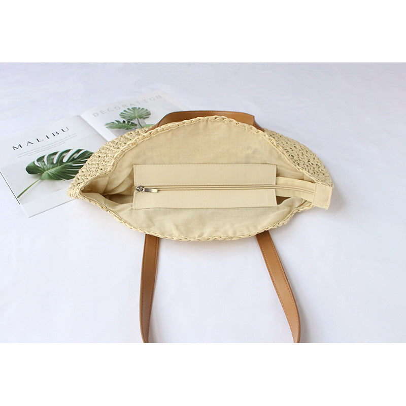 Calira Round Woven Beach Tote Bag
