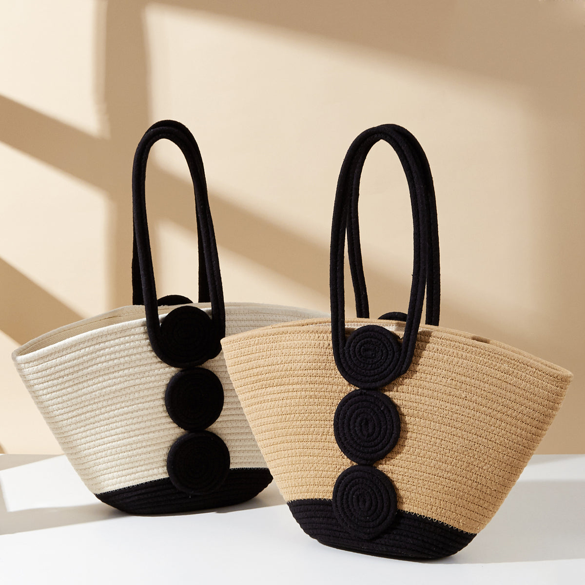 Solmira Large Cotton Woven Tote Bag