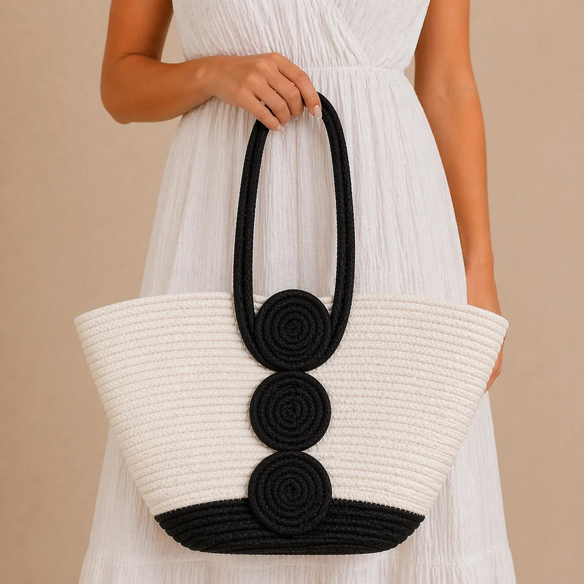 Solmira Large Cotton Woven Tote Bag